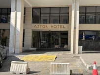 Front of hotel. Not easy to find.