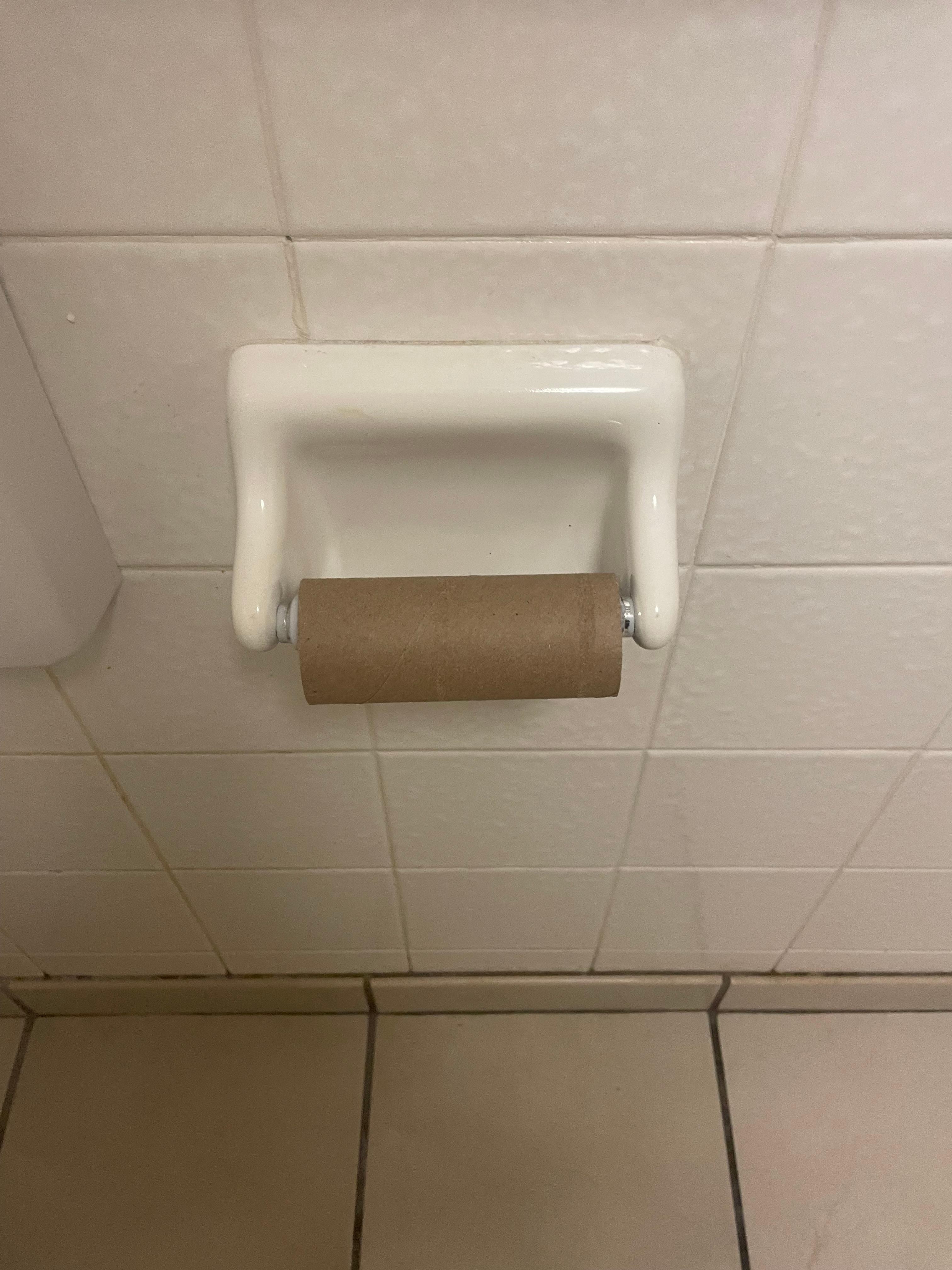 The bathroom at 8:30 AM across from the dining room. Who looks after the cleanliness of this place?