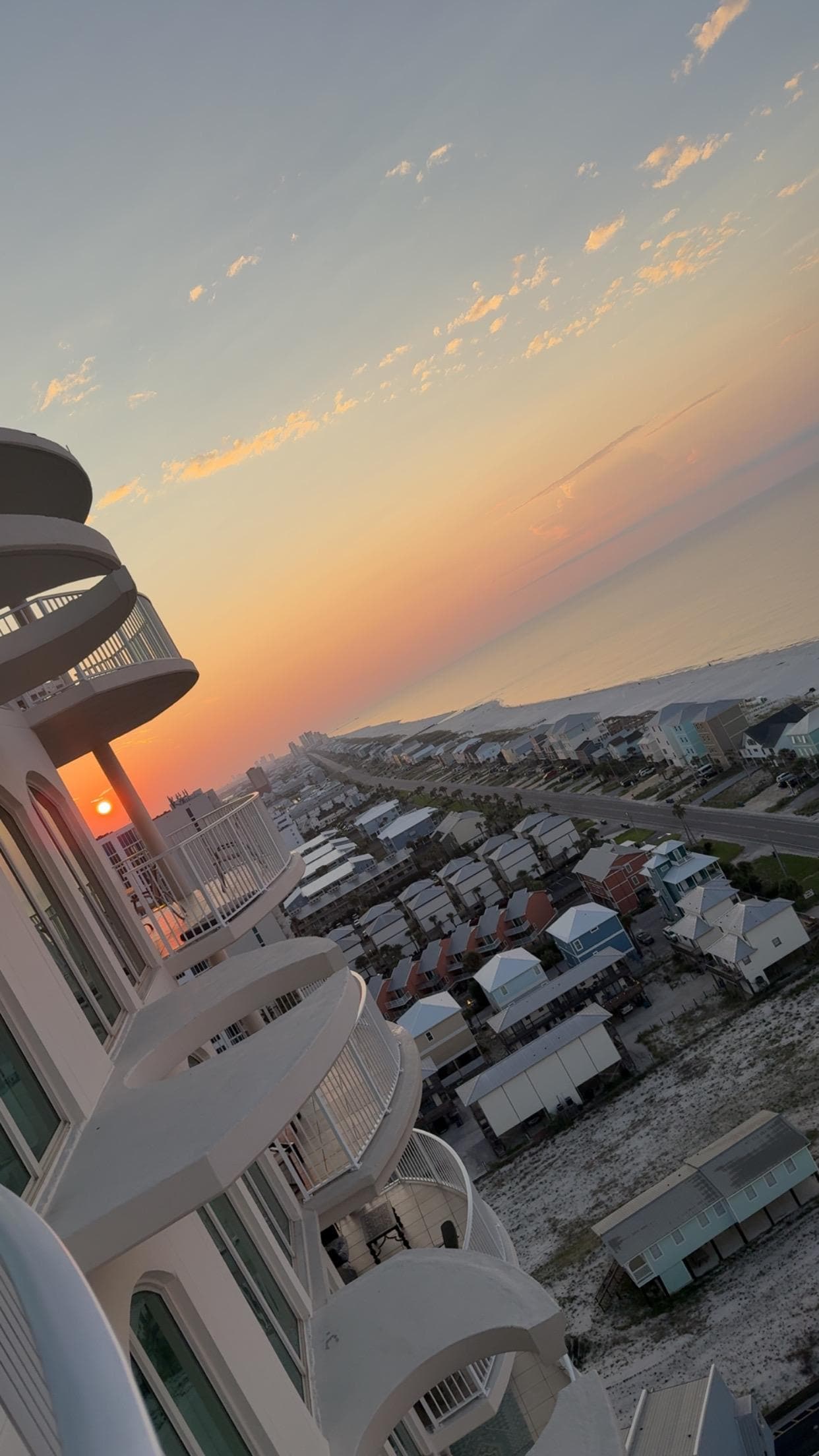 Sunrise looking toward town on front balcony 