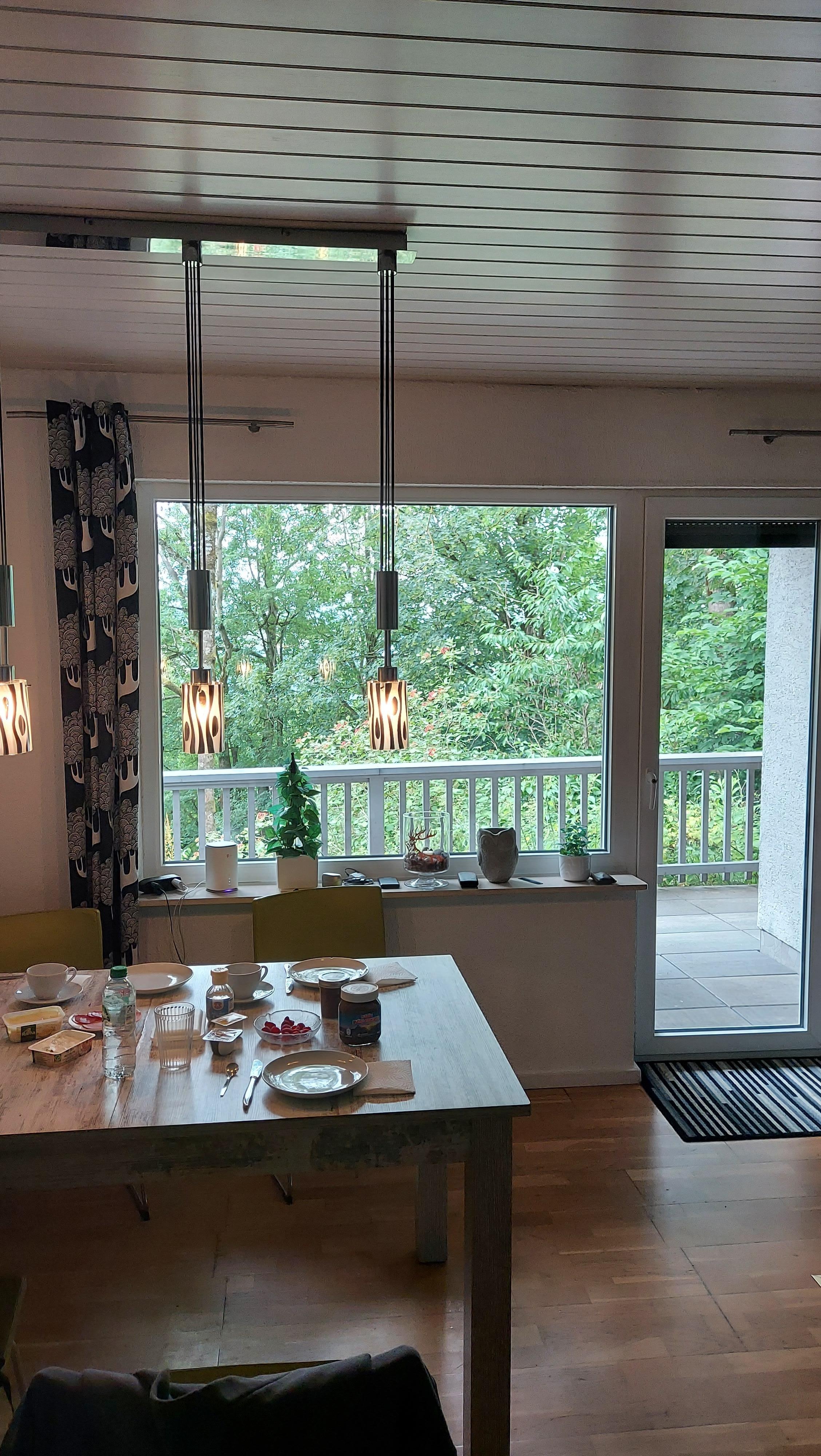 Blick zum Terrassenfenster und TĂŒr