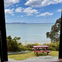 The view when sitting in comfy chairs in the lounge area