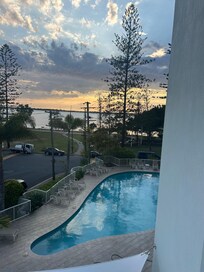 View from balcony of pool area