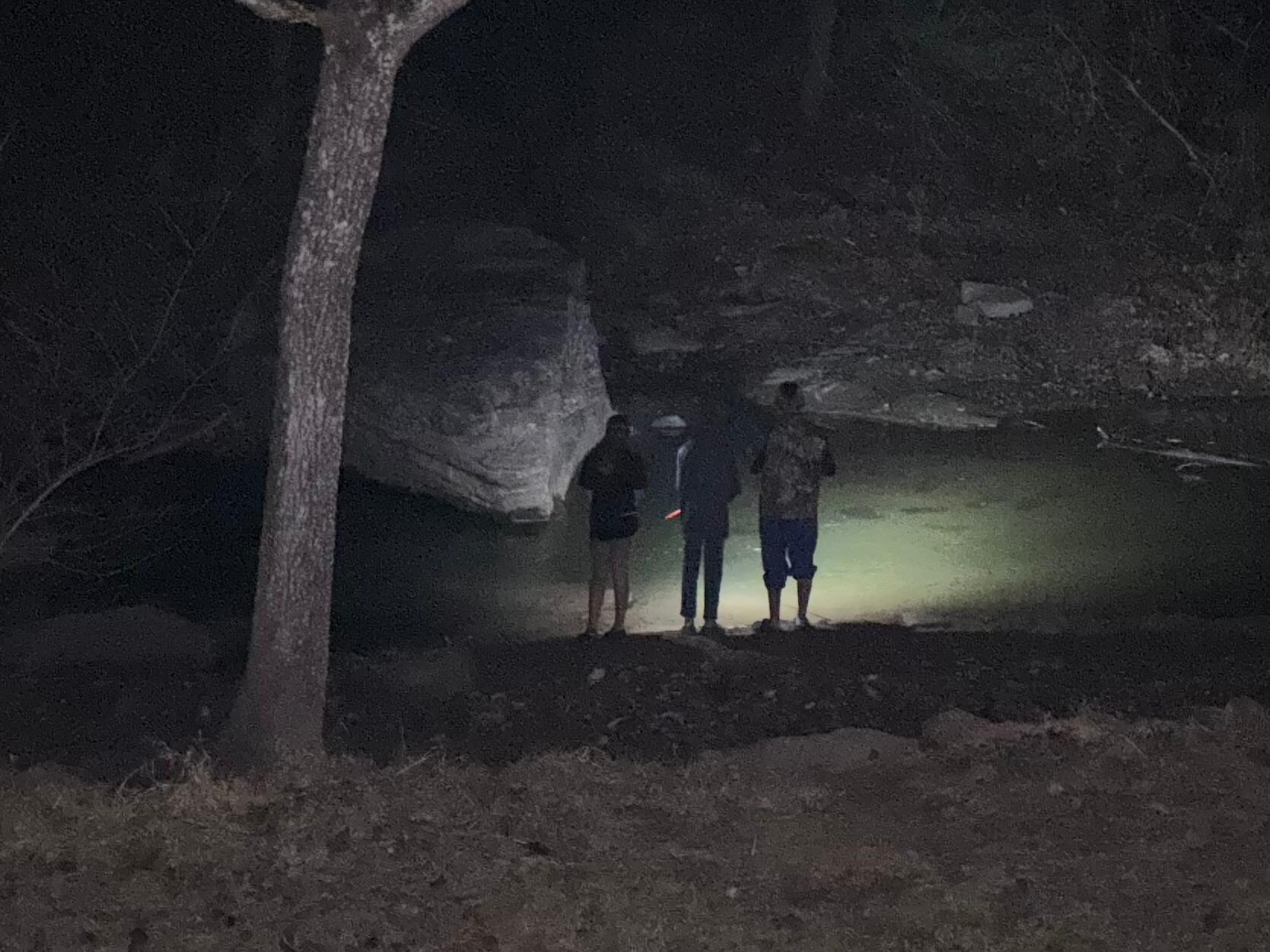 Checking out the creek …. Lots of fish. 