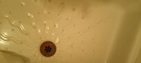 Il y a une grande fissure sur le bac, l'eau passe dessous.