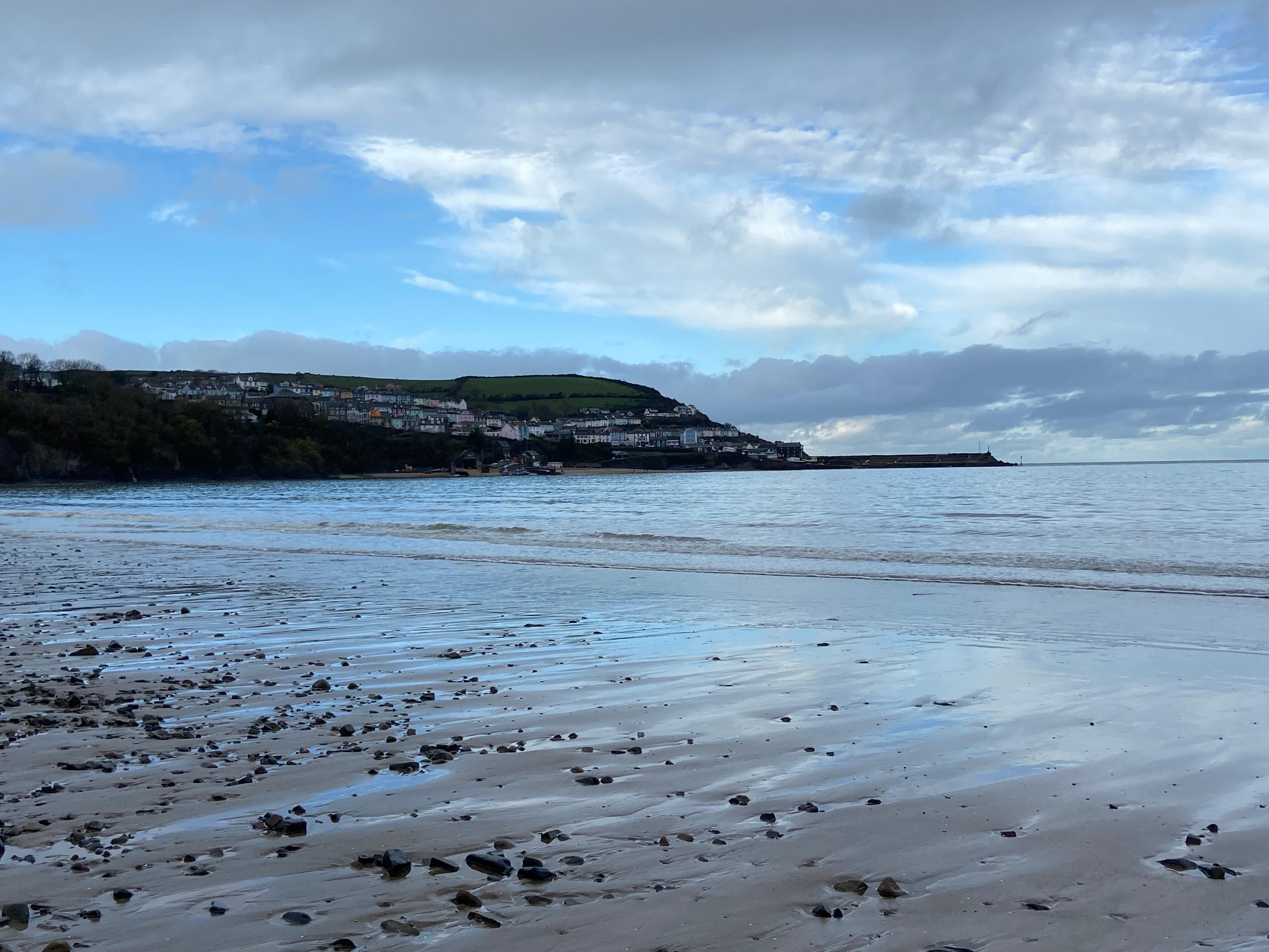 Looking back at New Quay from the beach