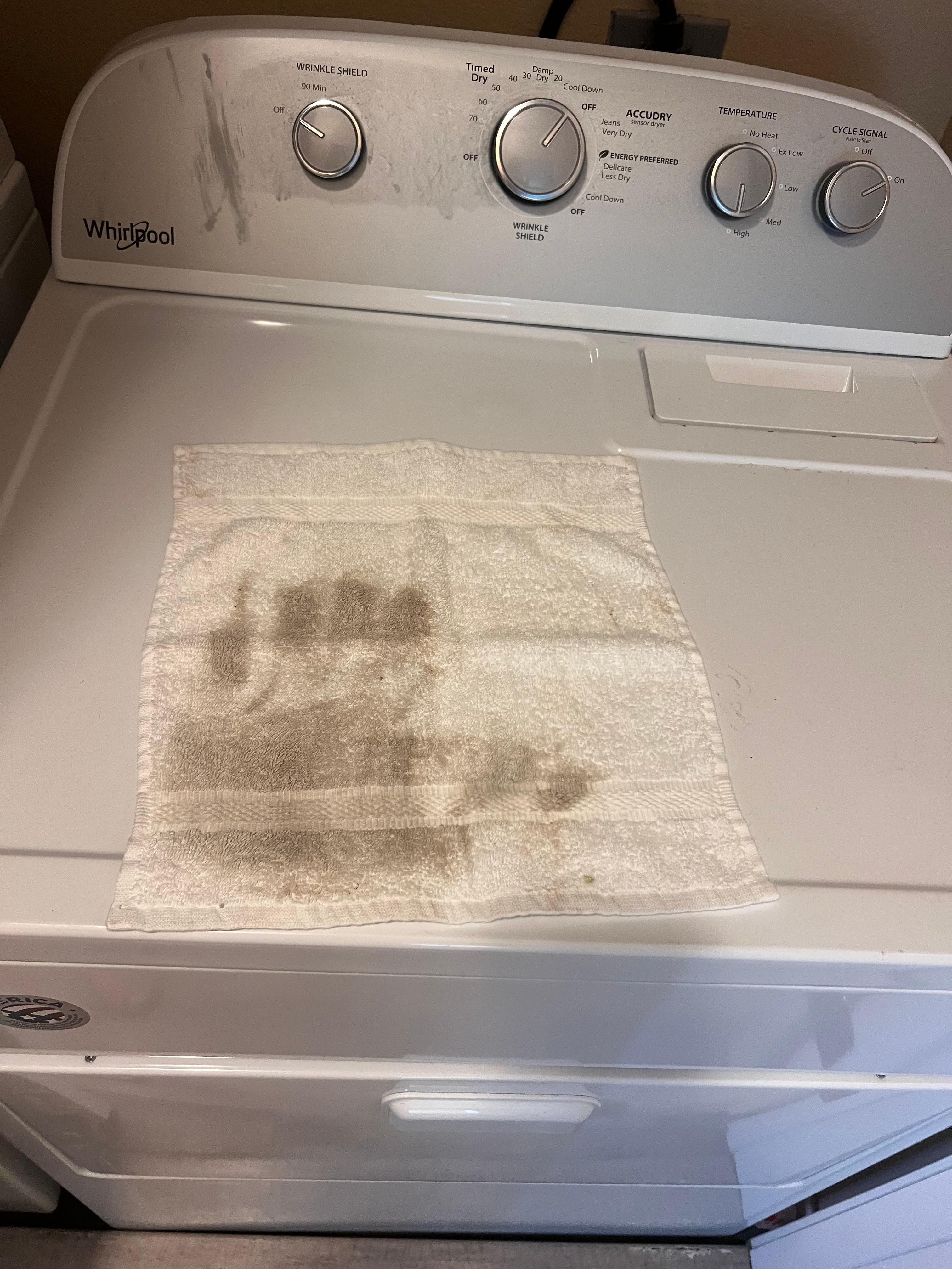 Pic of wash cloth to clean up water split on the floor AFTER it was washed- 