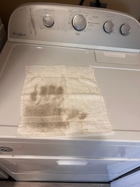 Pic of wash cloth to clean up water split on the floor AFTER it was washed-