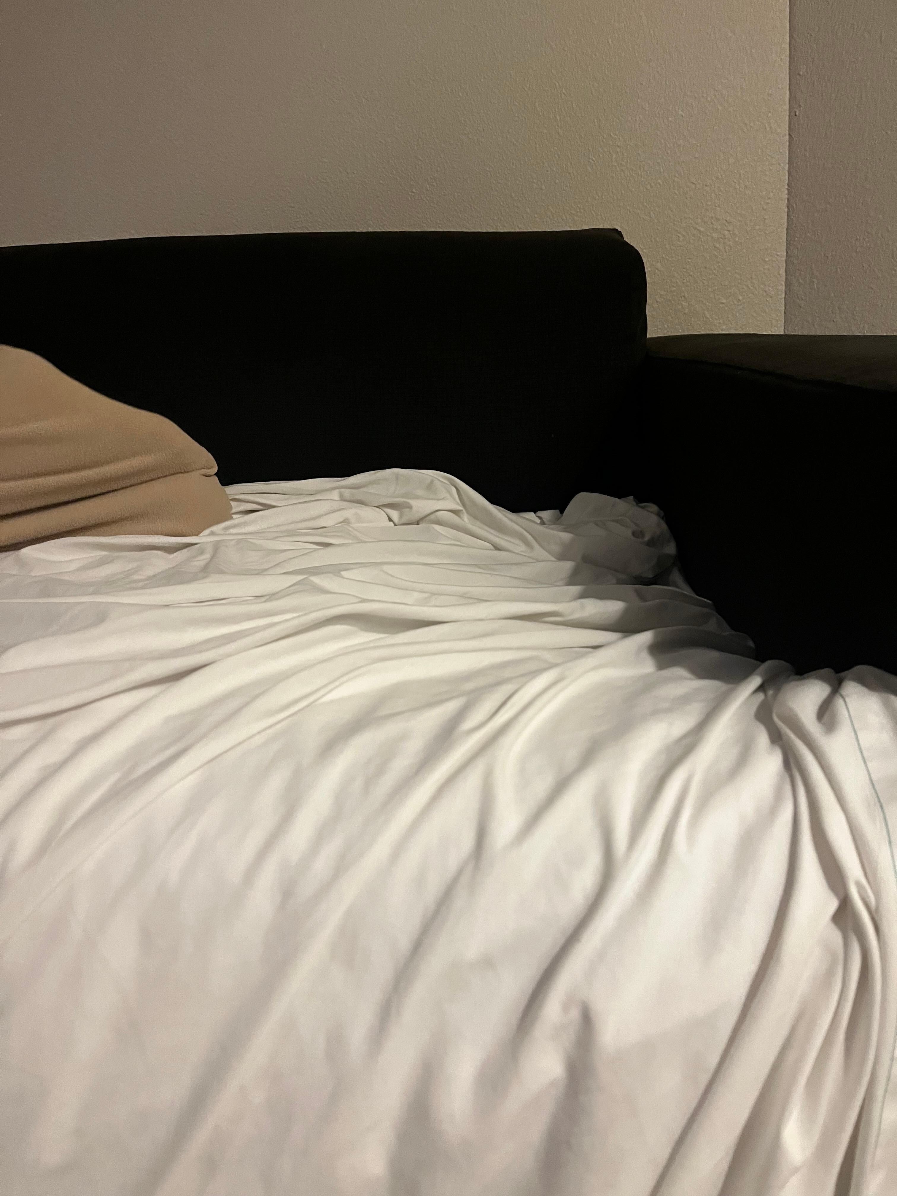 It’s hard to see in the photo but the whole left side of the sofa was caved in. 