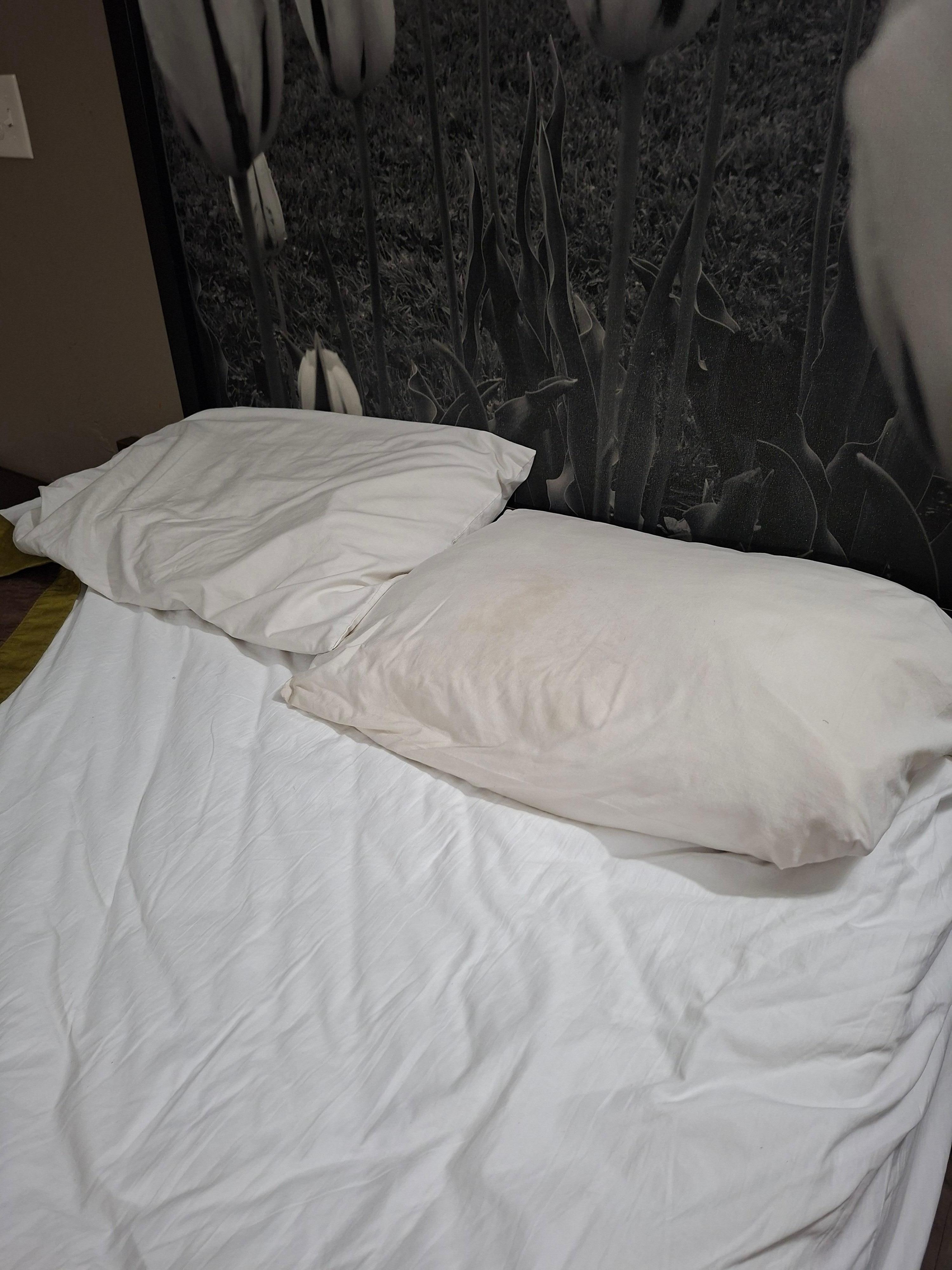 The pillows were not comfortable at all. The pillowcases had a dingy look to them. The bed was not comfortable either.
