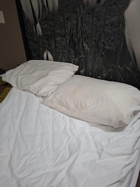 The pillows were not comfortable at all. The pillowcases had a dingy look to them. The bed was not comfortable either.