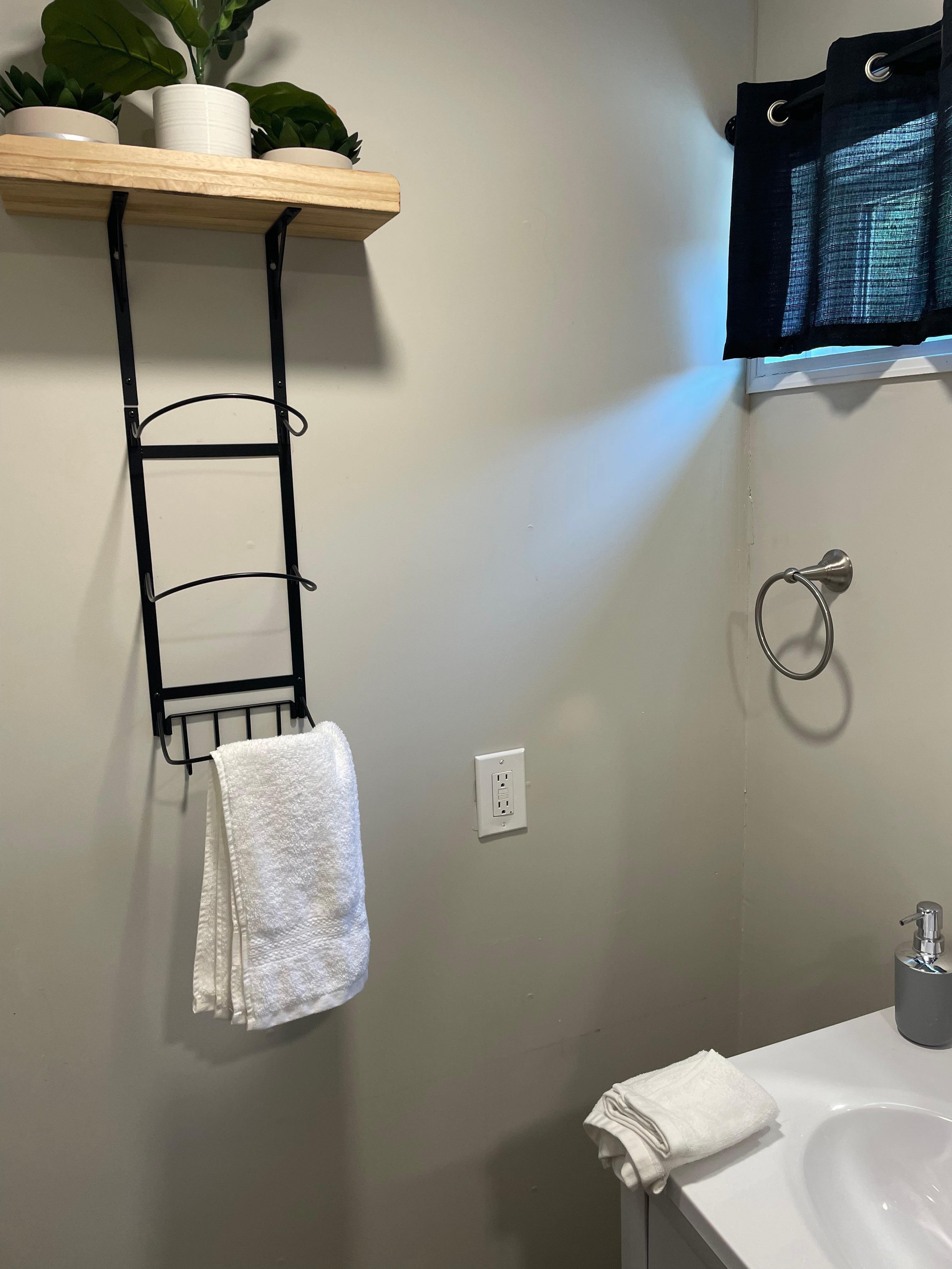 No bath towels were provided. Two washcloths and one hand towel were provided. This rental is for up to four people.