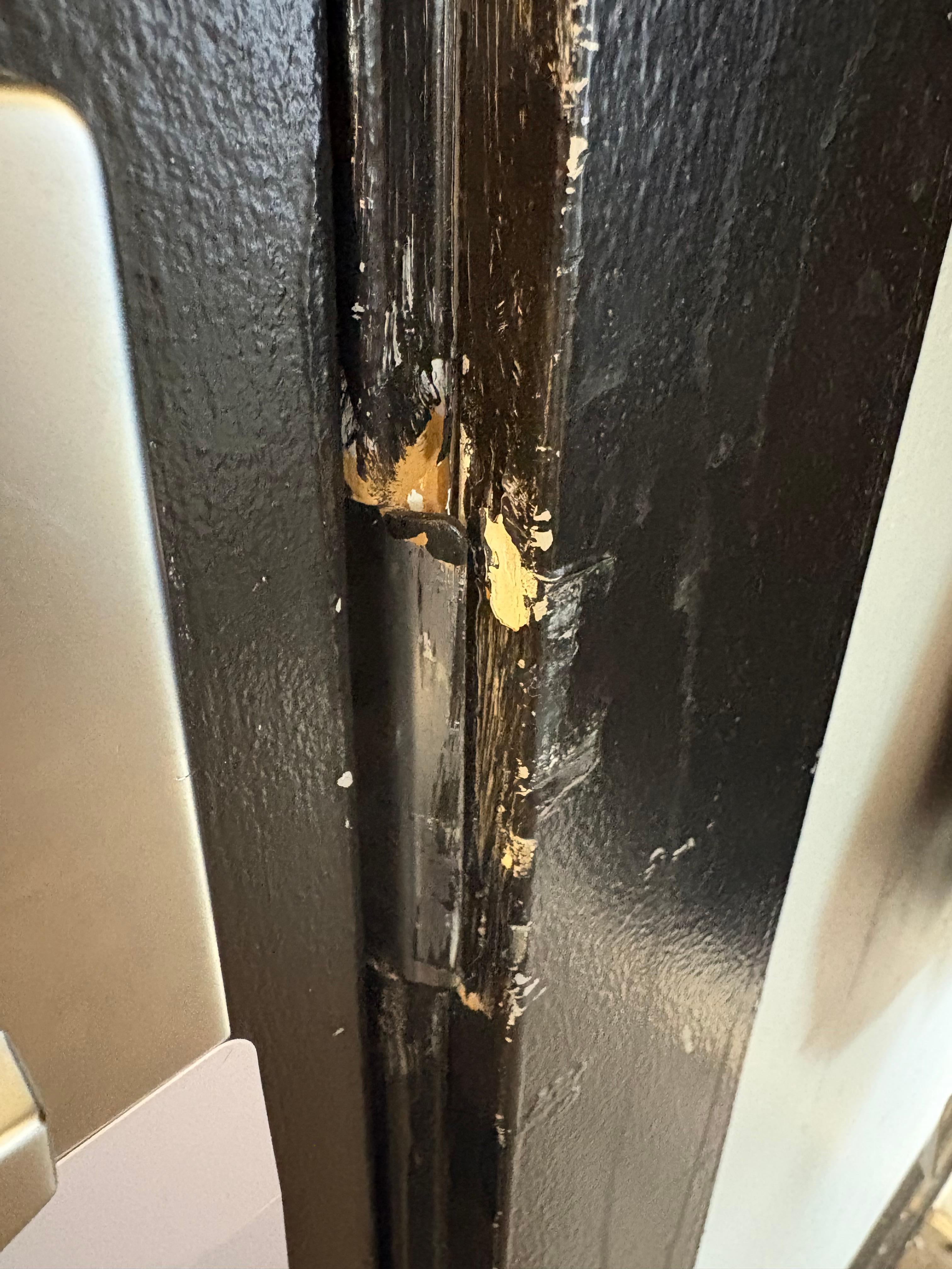 Looks like my doors been kicked in before… how safe 🤦‍♀️