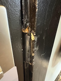 Looks like my doors been kicked in before… how safe 🤦♀️