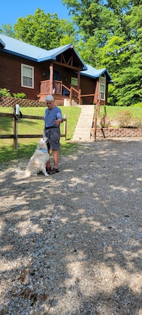 My husband and my sweet golden retriever
