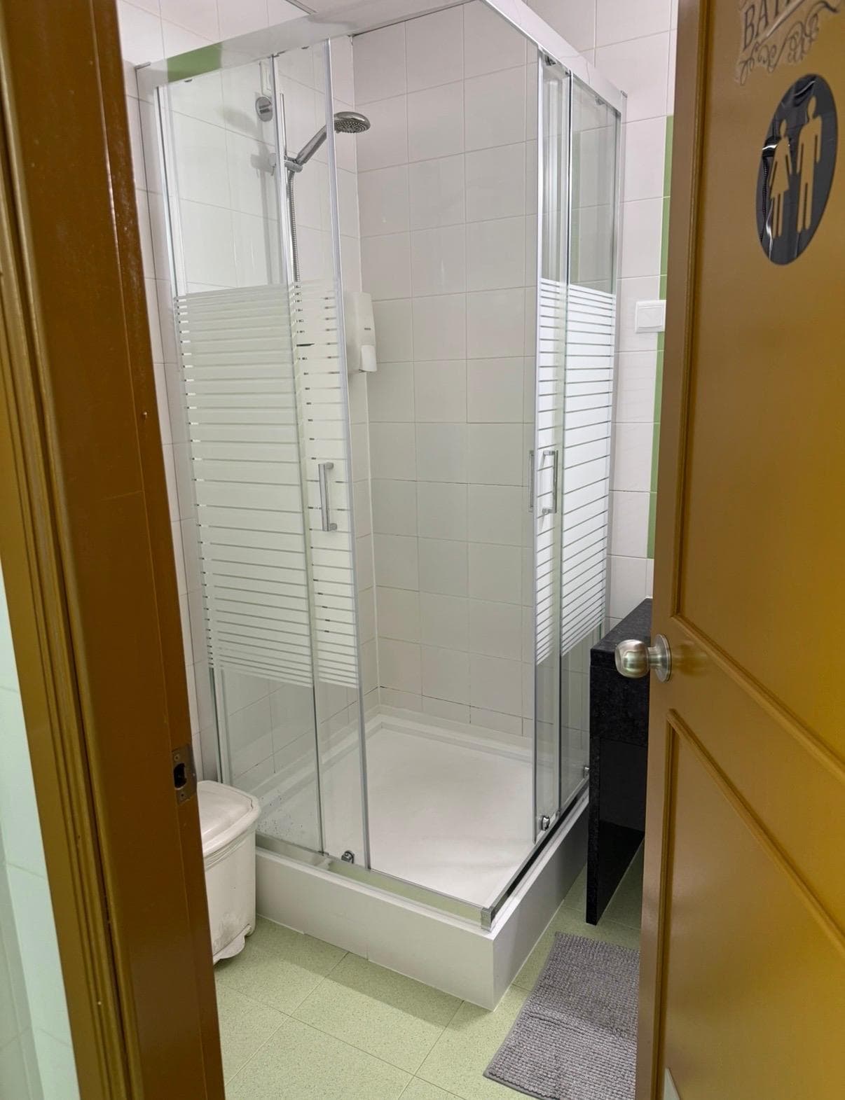 Bathroom shower, the water temperature and pressure was great.