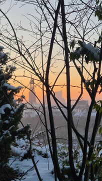 Blick in den winterlichen Sonnenaufgang
