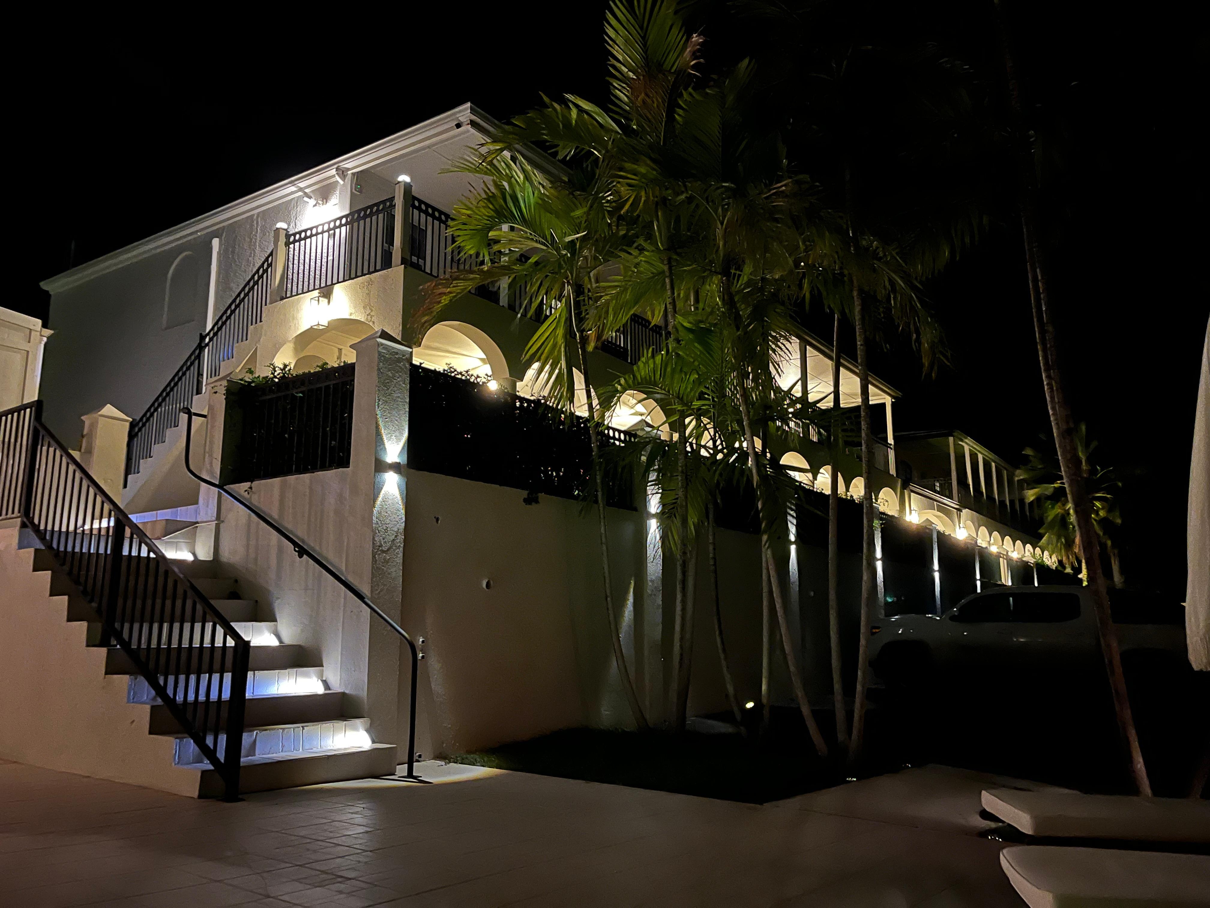 The Cove Hotel at night 