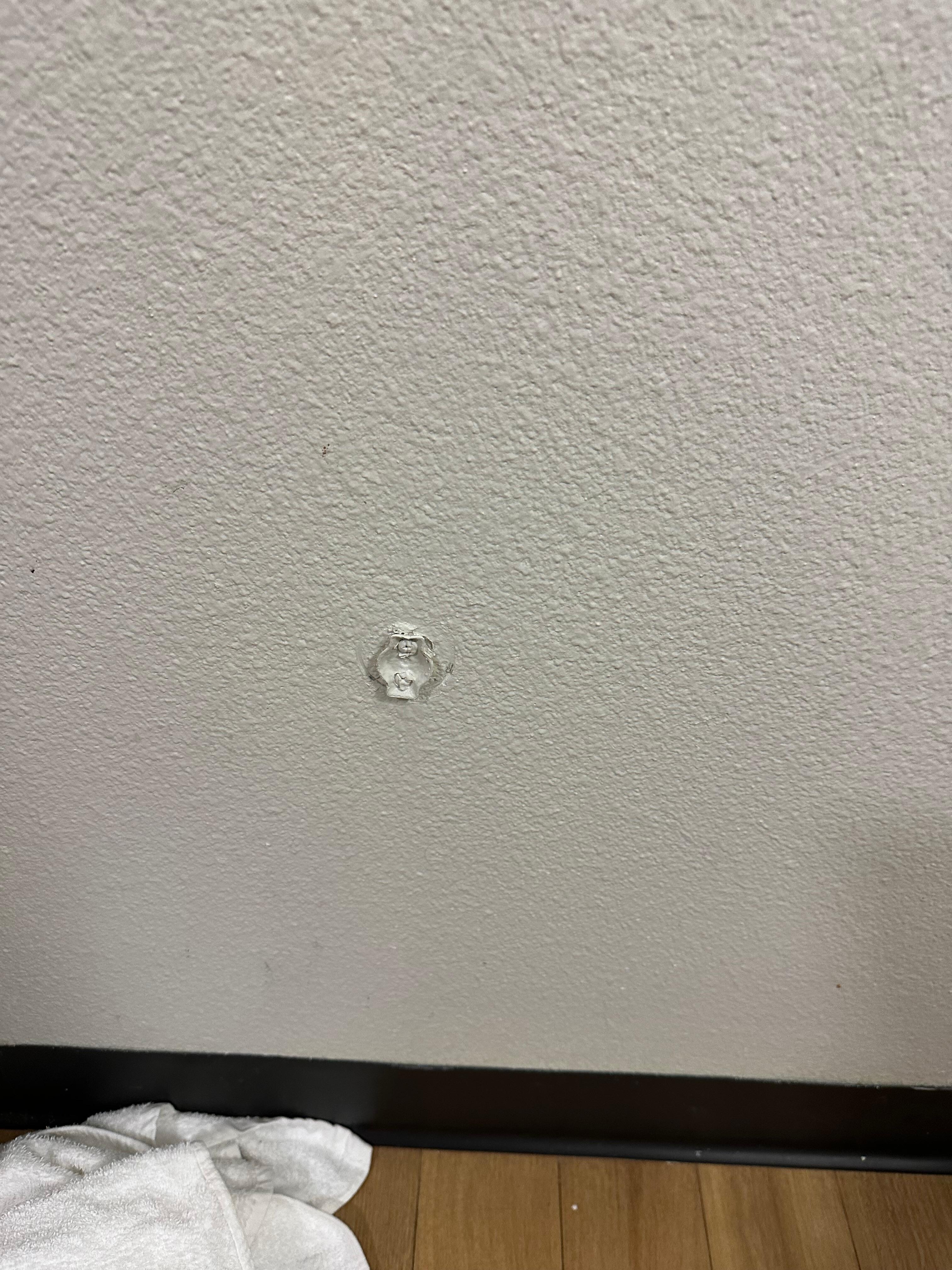 Toilet paper holder was there at one time 