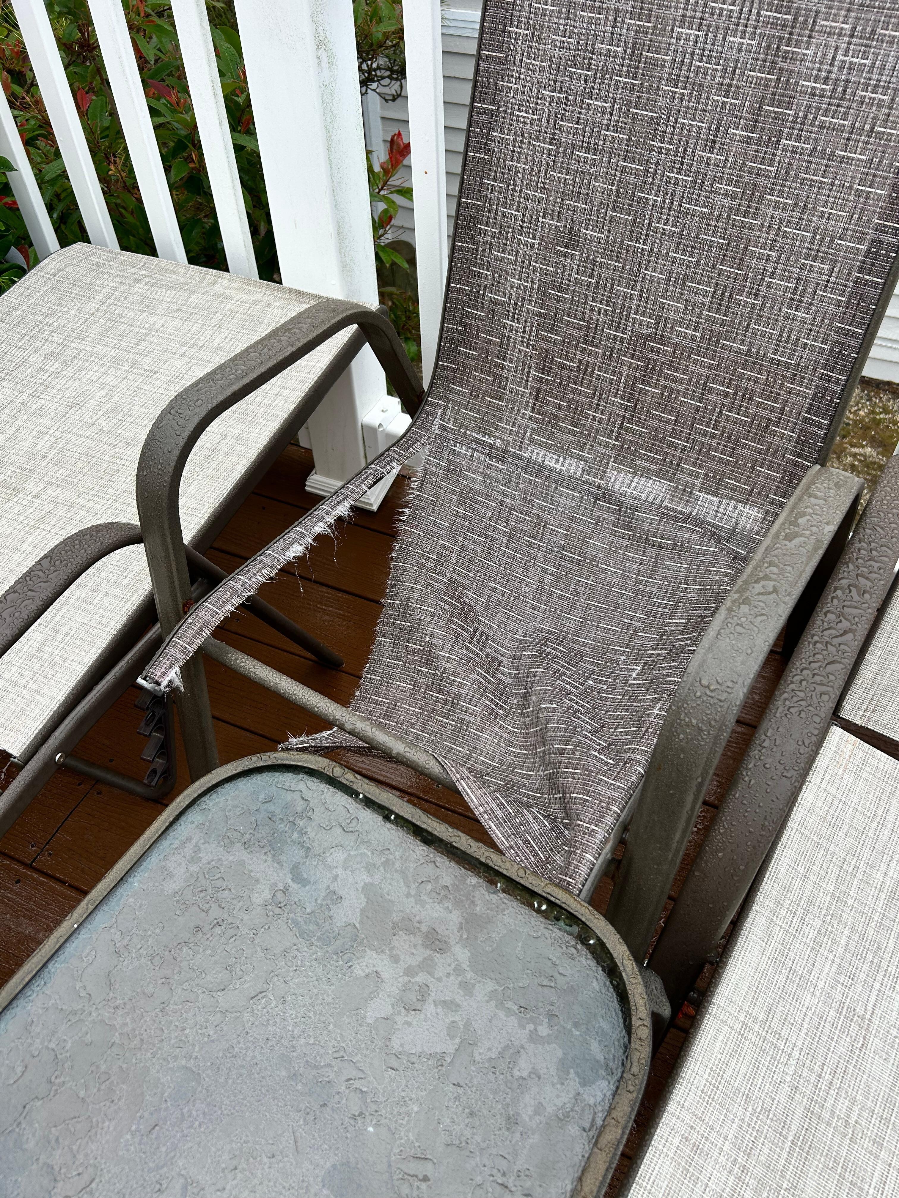 Broken patio furniture