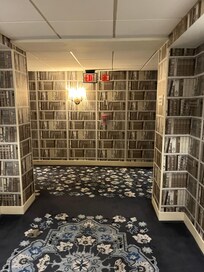 Love the hallways plastered with books.