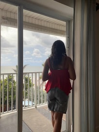 Daughter looking out at the gulf