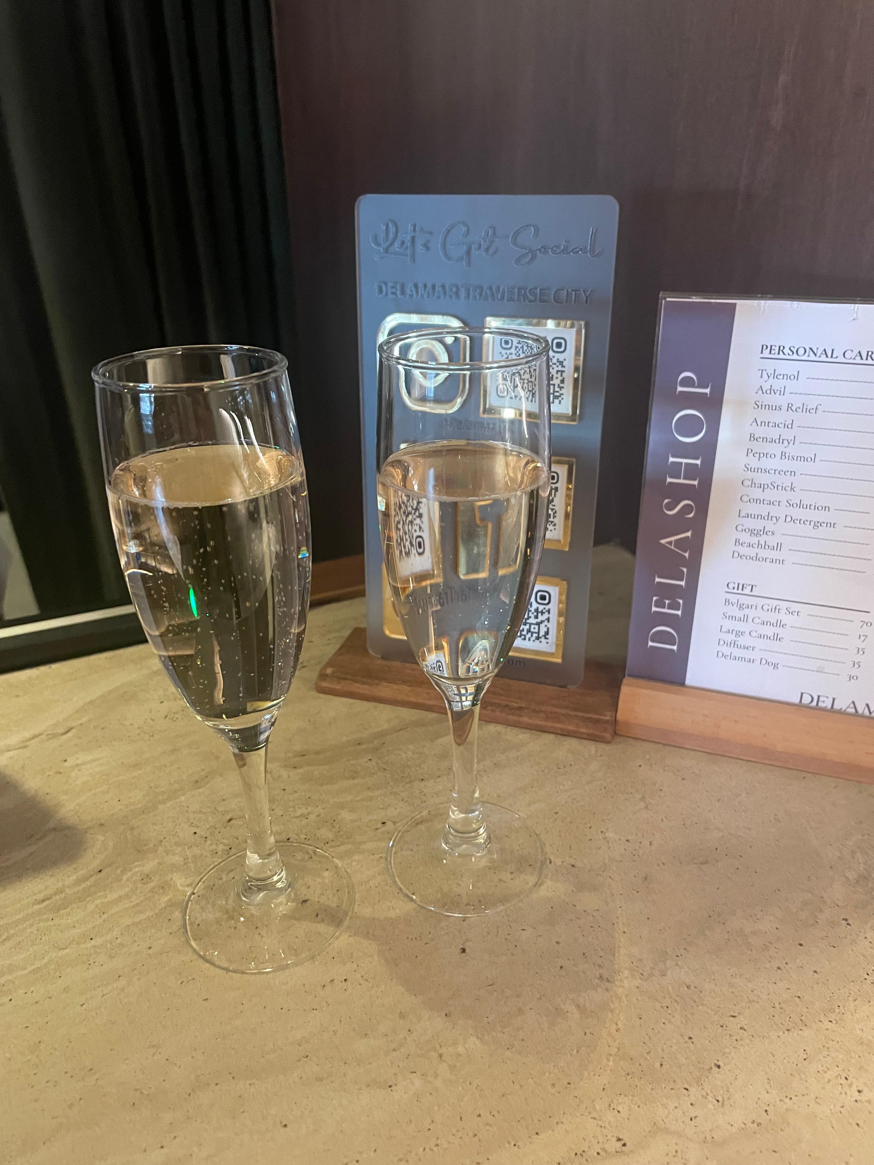 Welcomed with sparkling wine on check in 