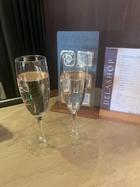Welcomed with sparkling wine on check in