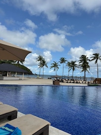 View for the biggest pool by the beach.