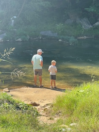 Dad and son admiring the beauty of Arkansas!