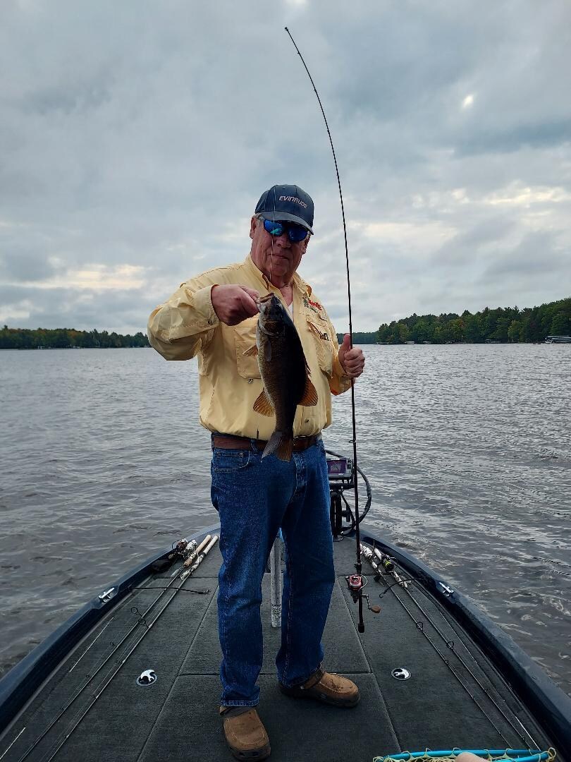Caught and released smallmouth bass