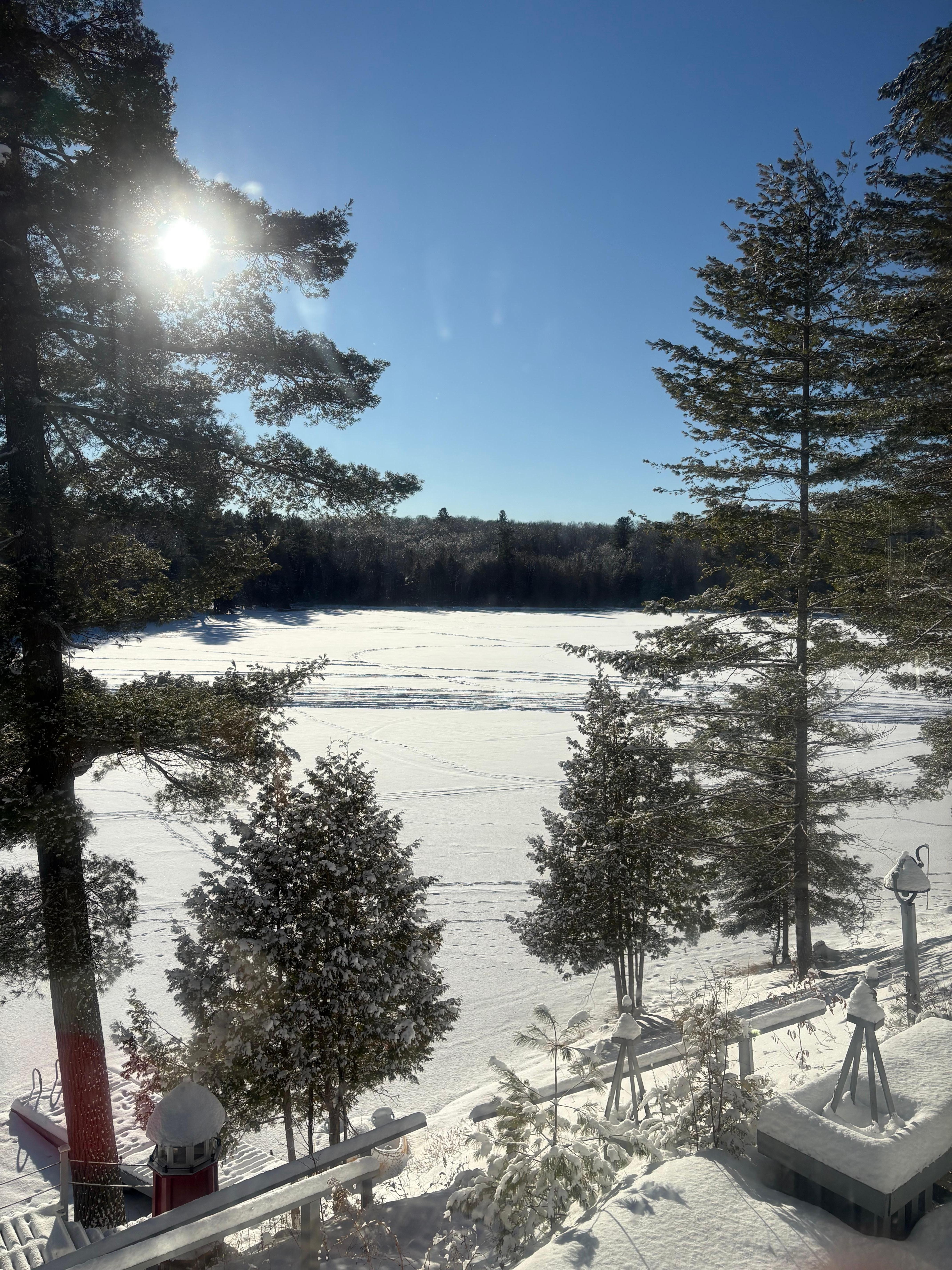 Winter wonderland.  My parents owned a house on this lake when I was a teenager. 