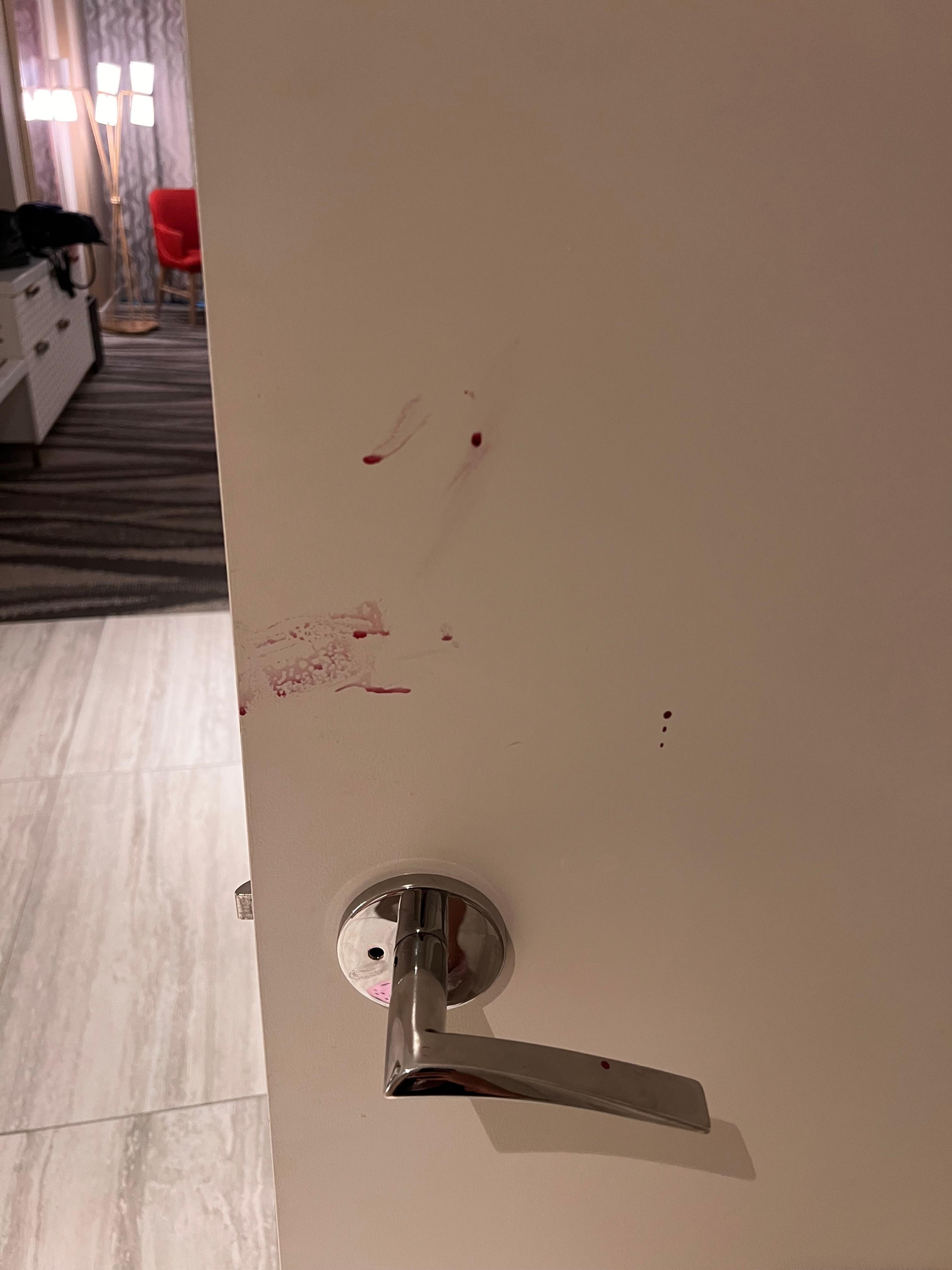 Wine on the bathroom door