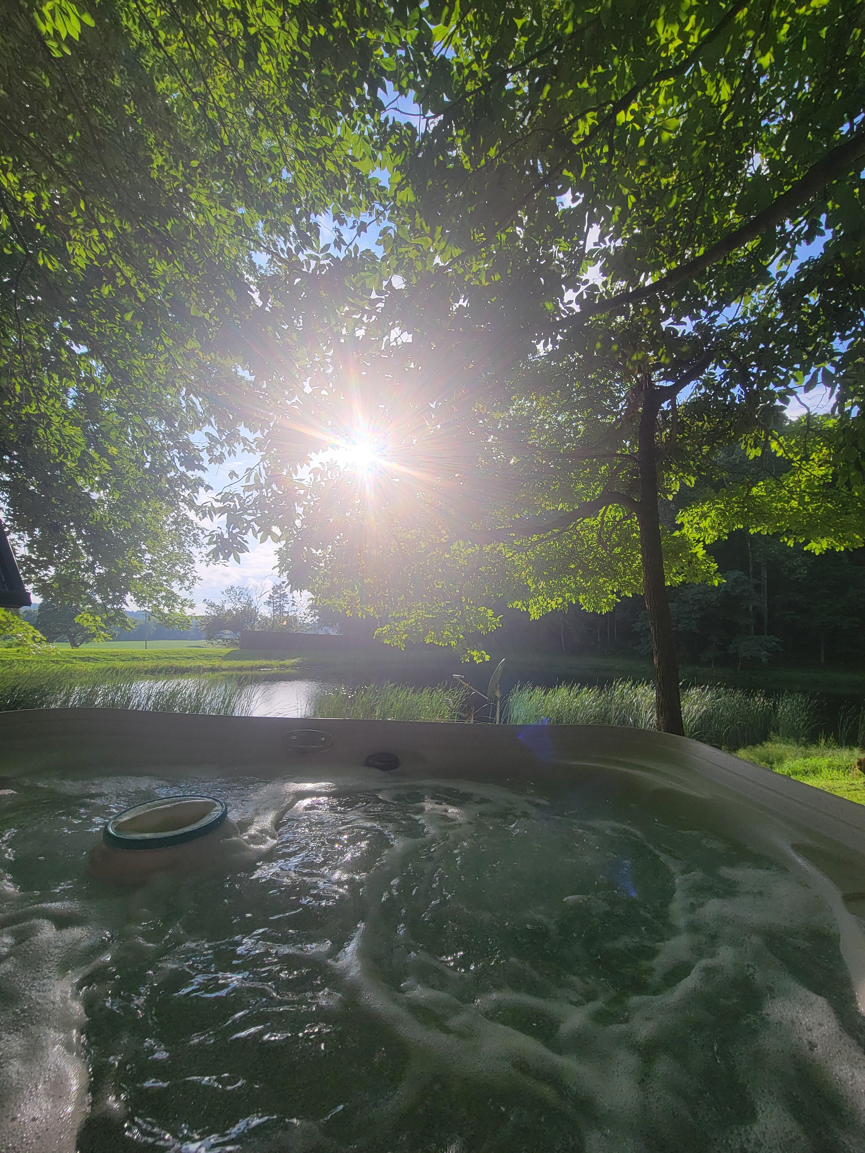 Sunset in the hot tub