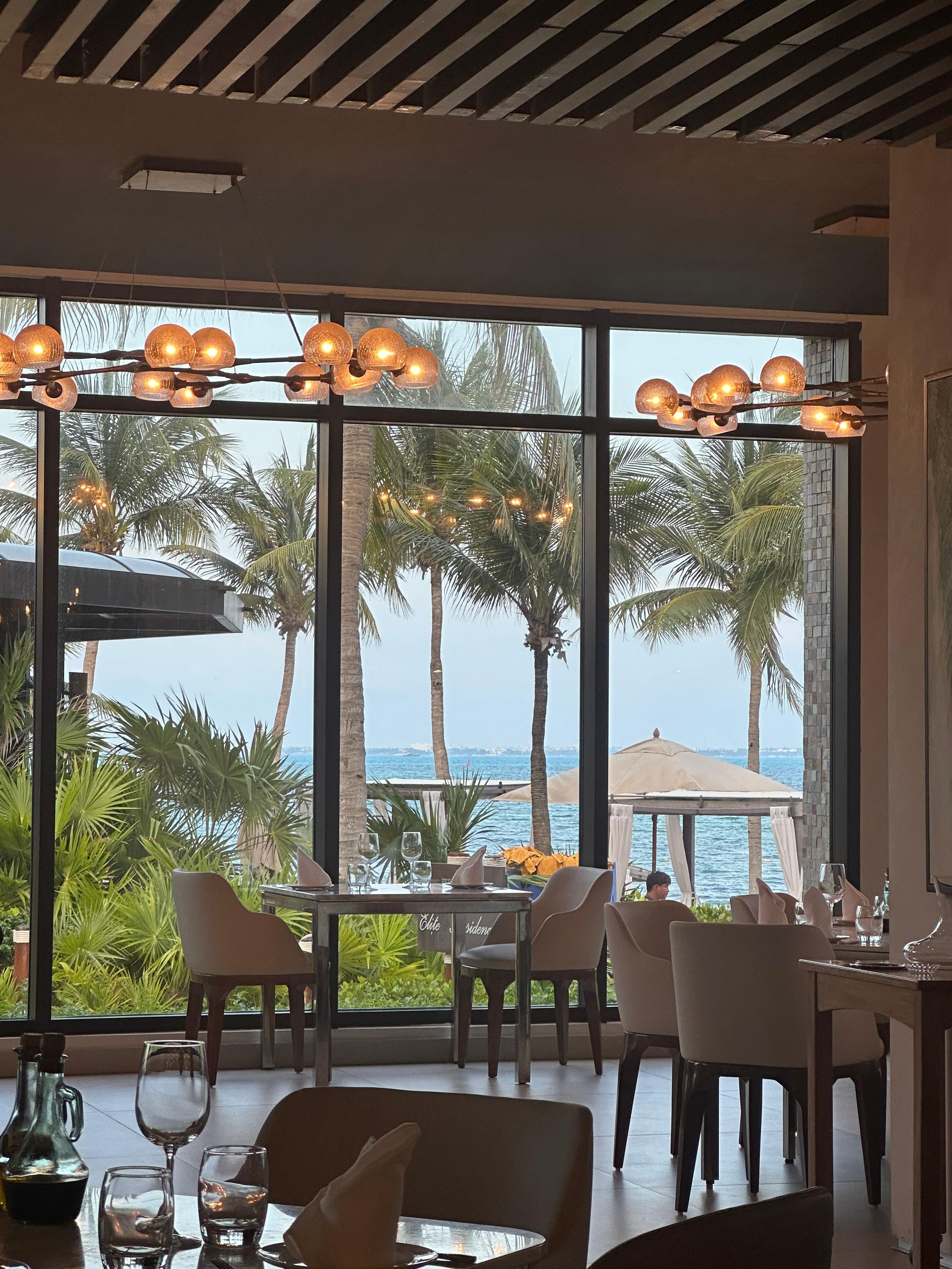 View from inside of Davinos restaurant. 