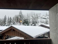 Lucked out on some Thanksgiving snow! View from the couch