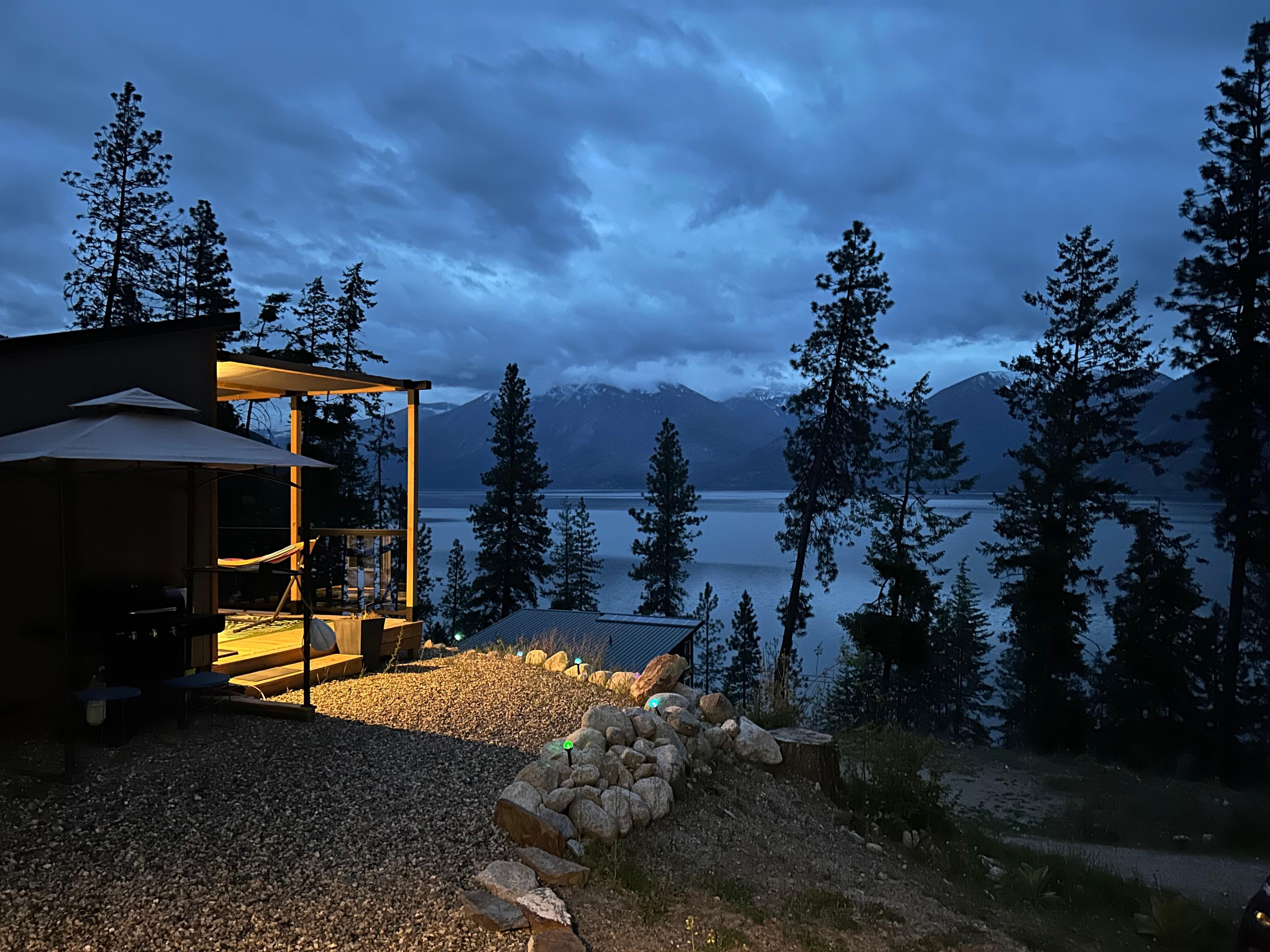 Sleep shack at night