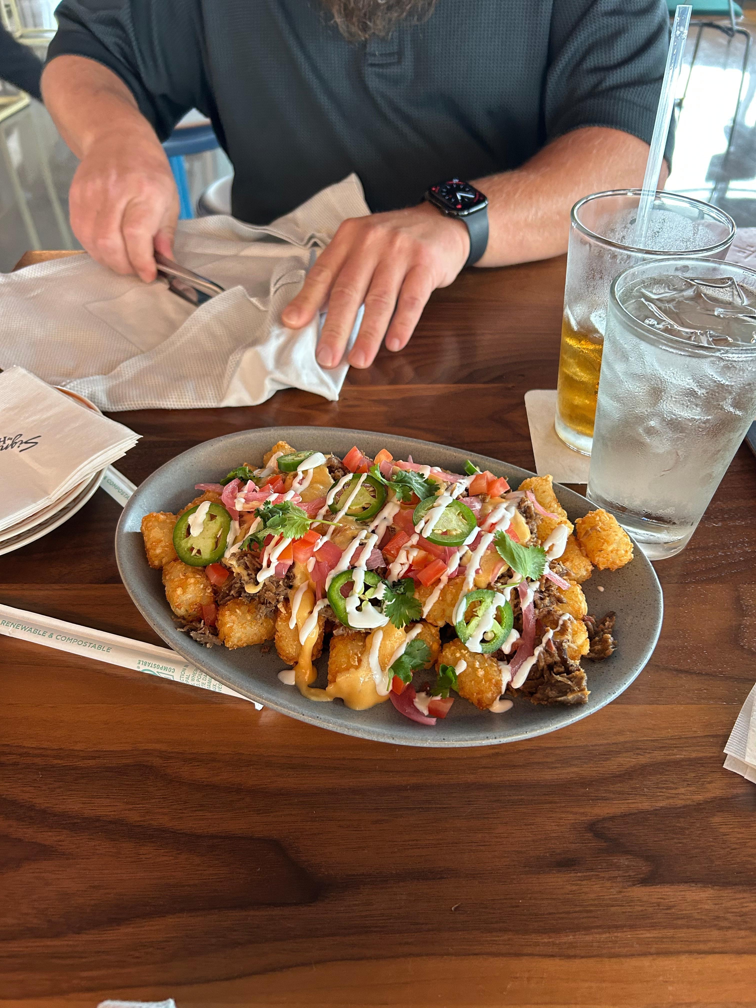 We shared an app at one of the restaurants lounges  there it was delicious 