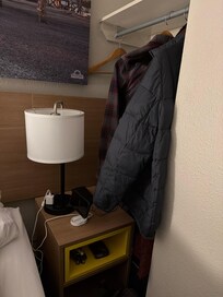 Closet is stuck so close to the bed you can’t hardly get to it.