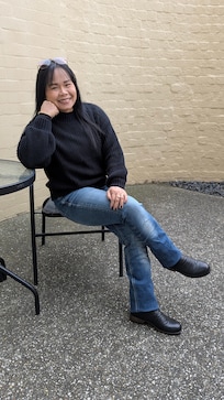 My partner enjoying a quiet moment in the private courtyard 😉