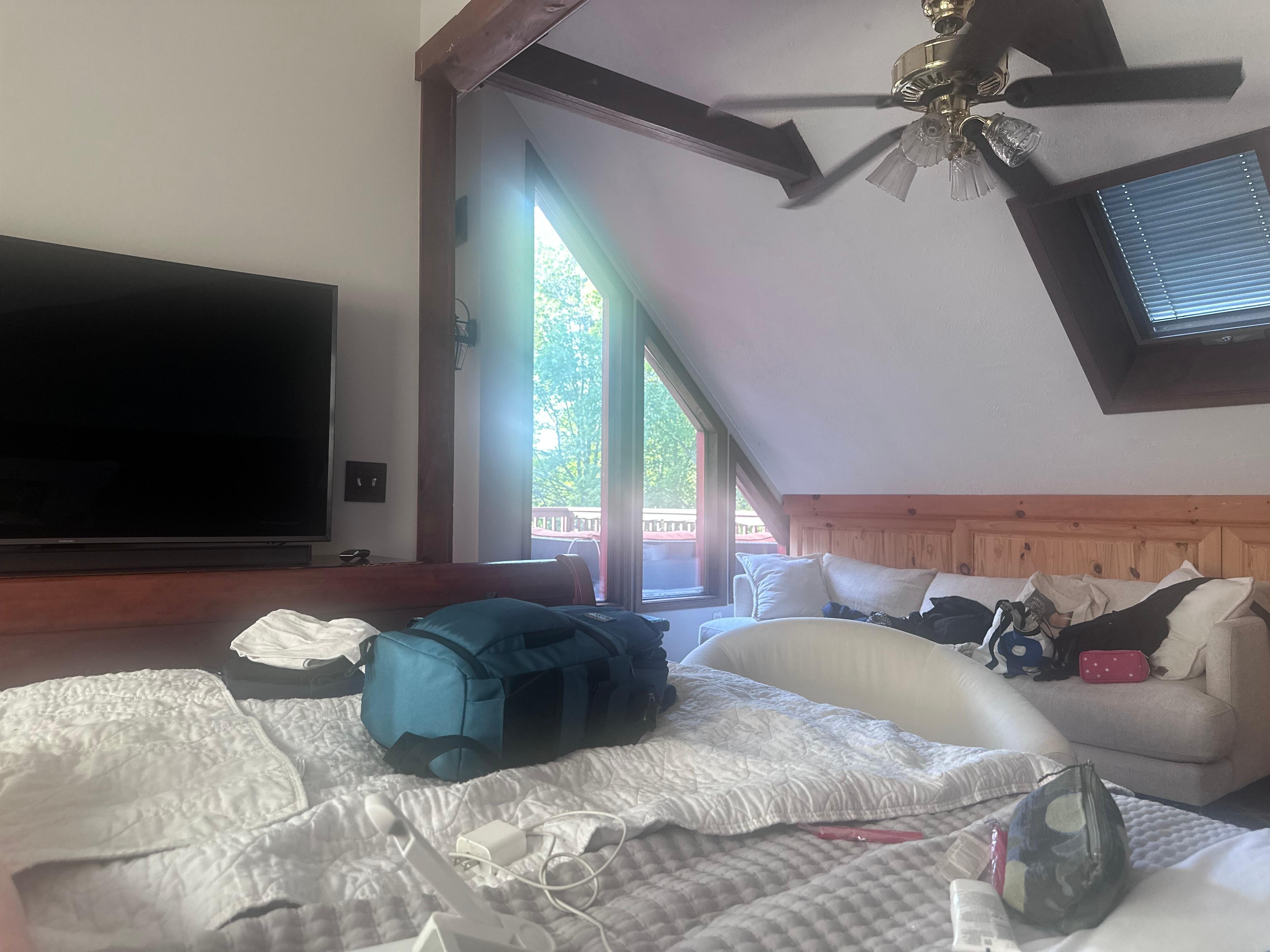 View from the bed in the open loft area upstairs 