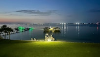 Bay view from balcony at night
