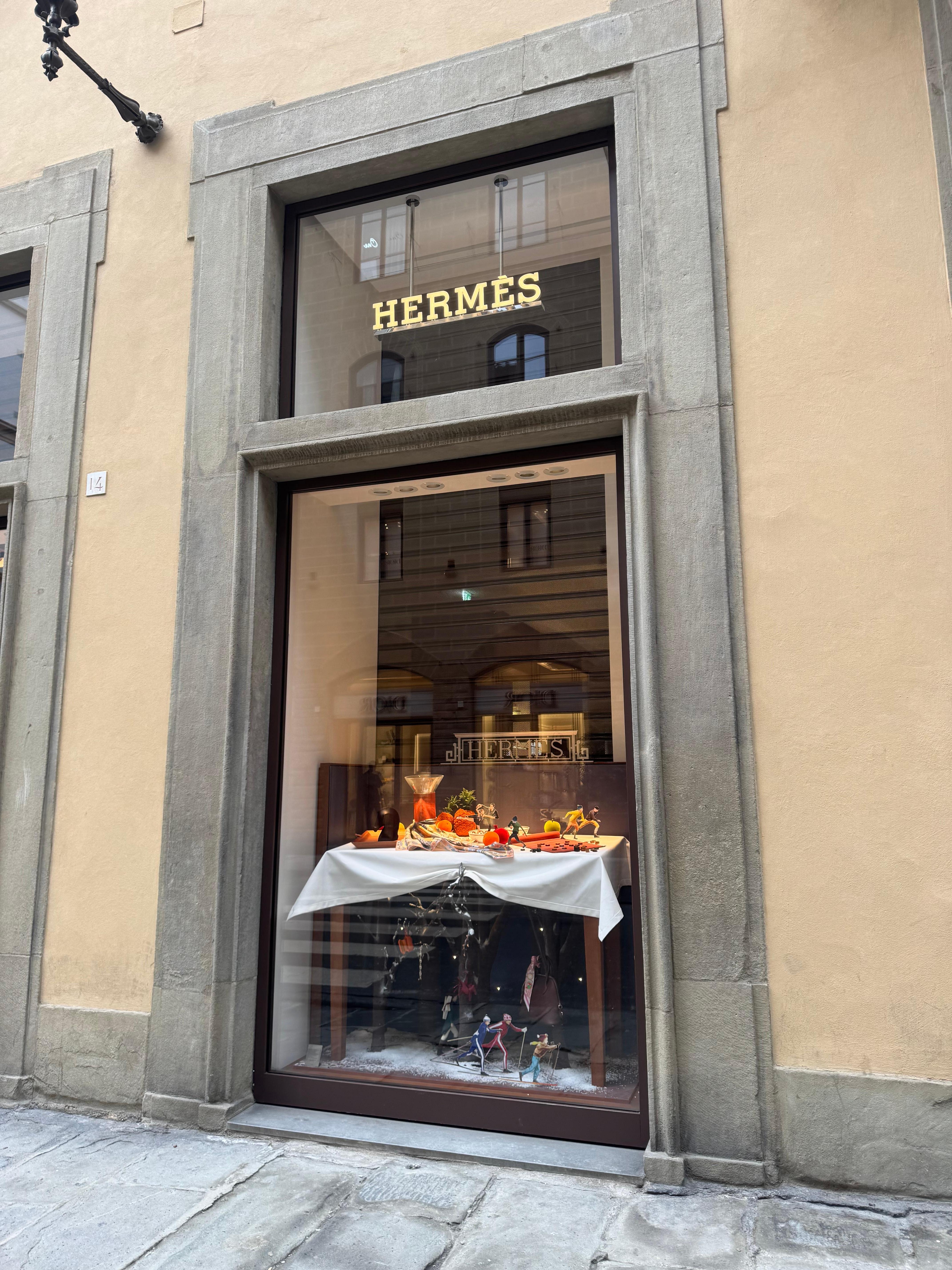 Next to luxury stores