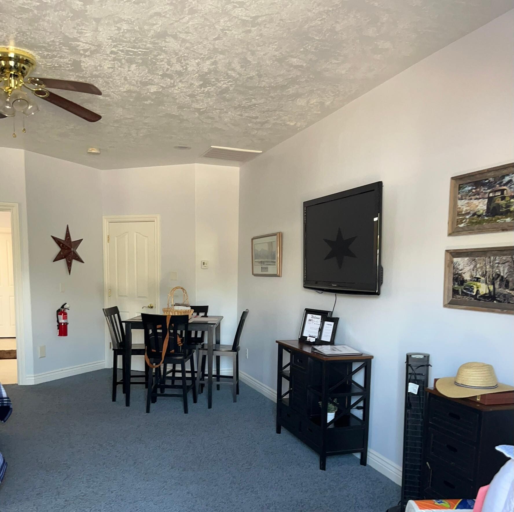 Nice table space and a 50-inch TV with Netflix access.