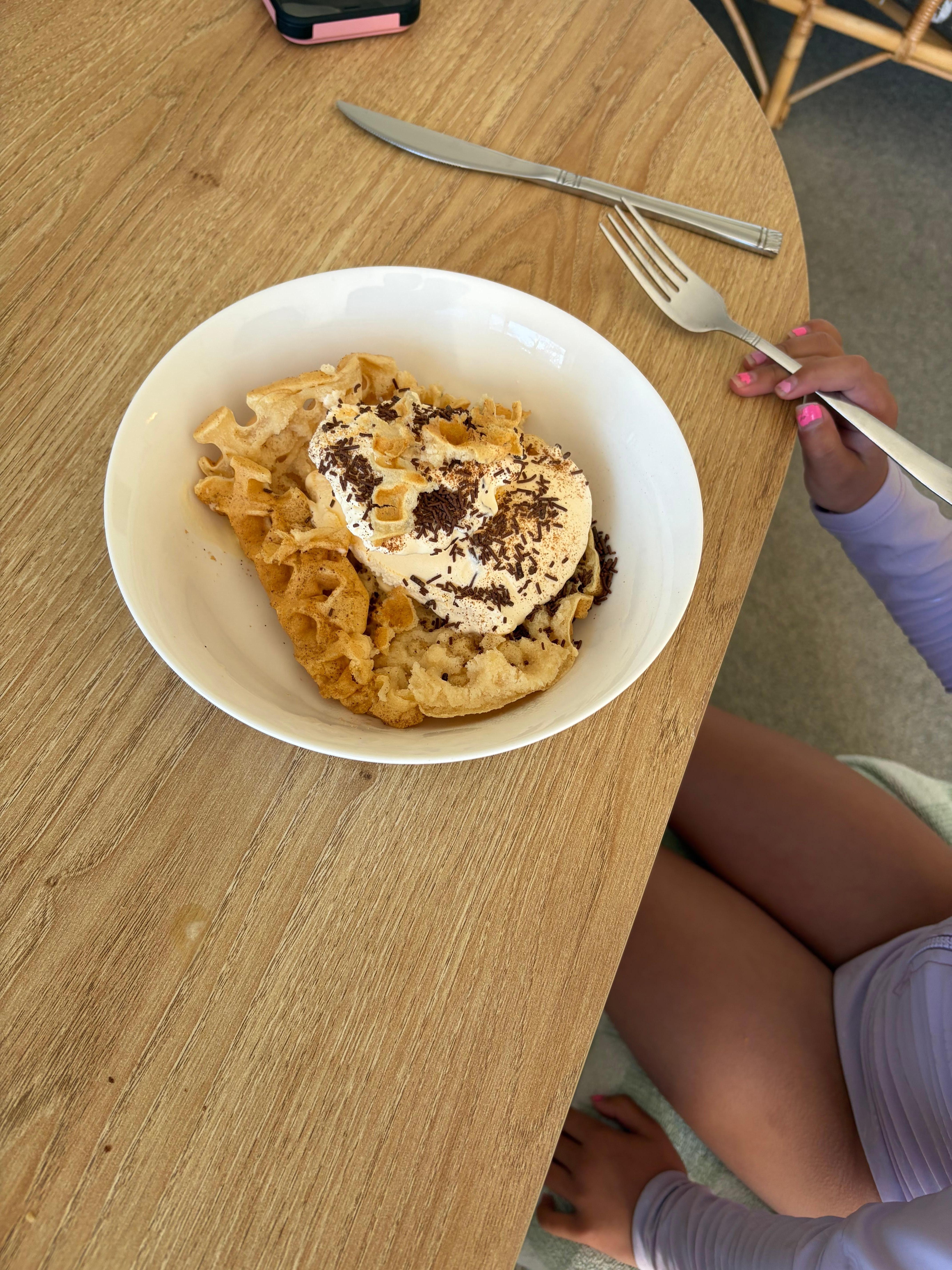 Complimentary waffles and toppings provided 