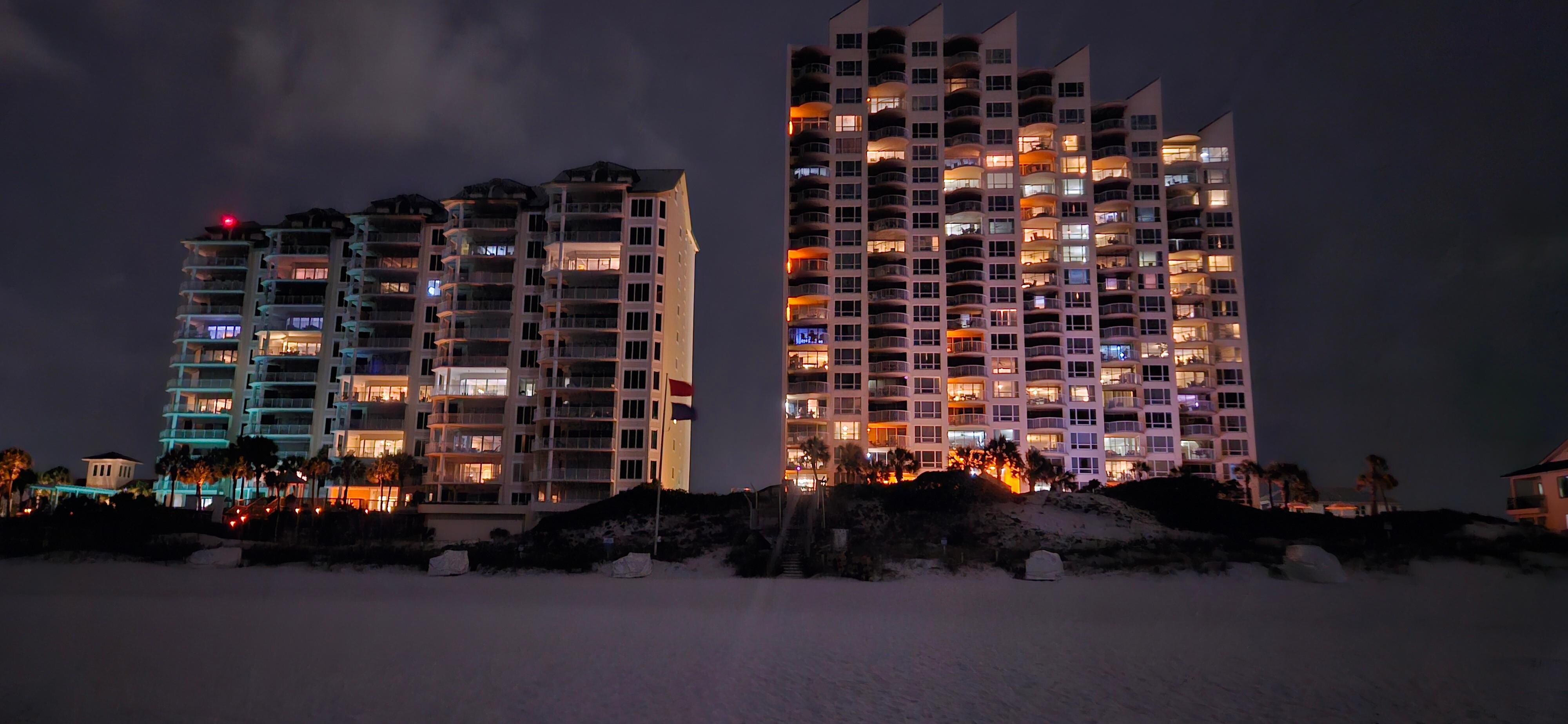 At night from the beach