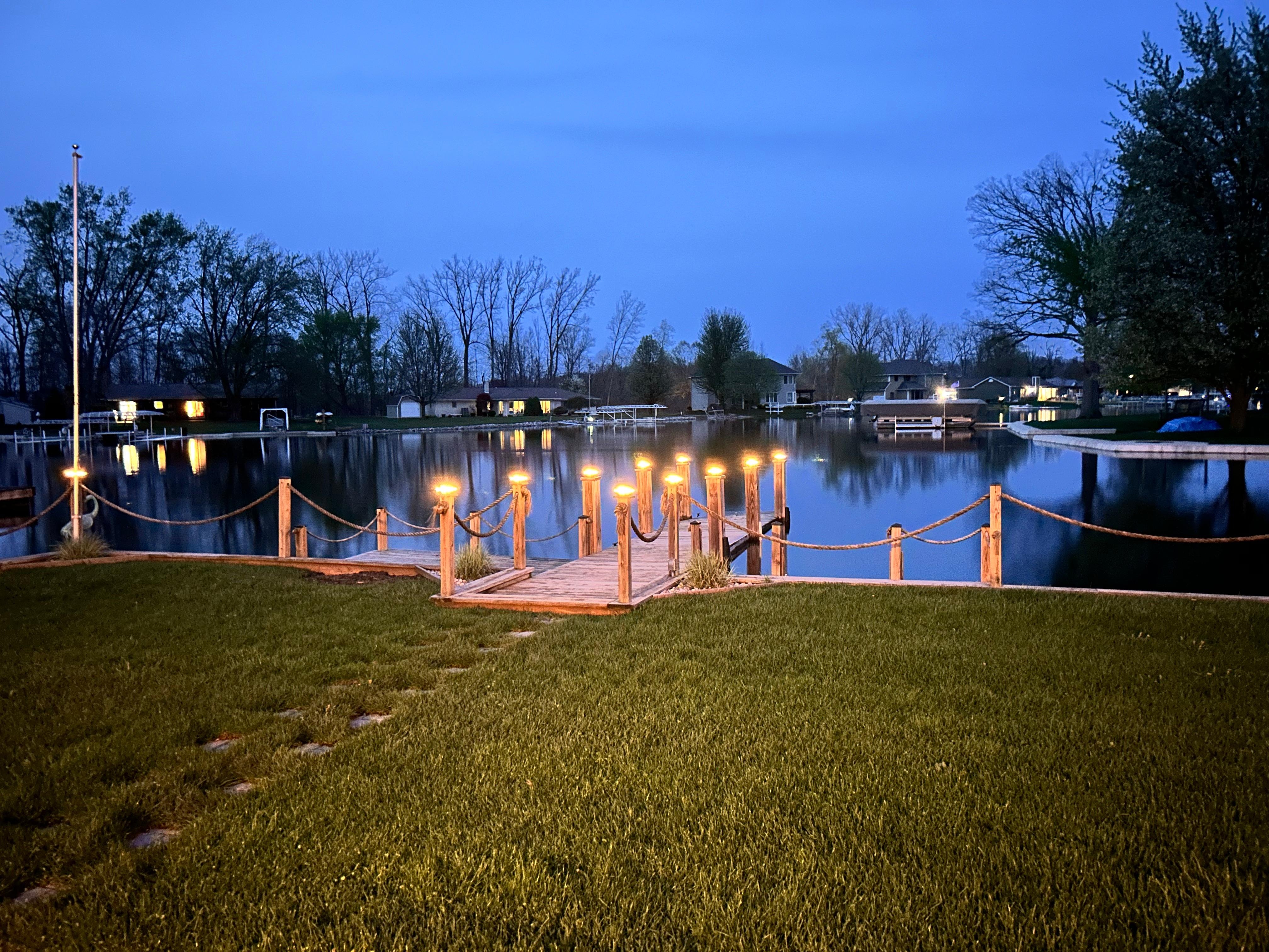 Looking out the backdoor at night.