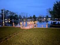 Looking out the backdoor at night.