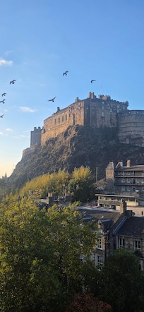 Edinburgh Castle from our balcony.