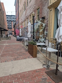An alleyway of shops of interest