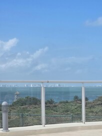 View from pool area overlooking the hotel zone of Cancun
